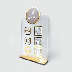 SVM CRAFT® customized social media QR code button (print and Acrylic) Instagram button scan to follow Instagram logo Gpay phonepe QR code stand for shop / Social Media Sign, Let's get social sign, Sign for small business owner, Craft Fair Business Sign, QR Code Sign design c