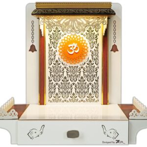 Aquatic Craft Beautiful White Wooden And Acrylic Temple For Living Room And Office